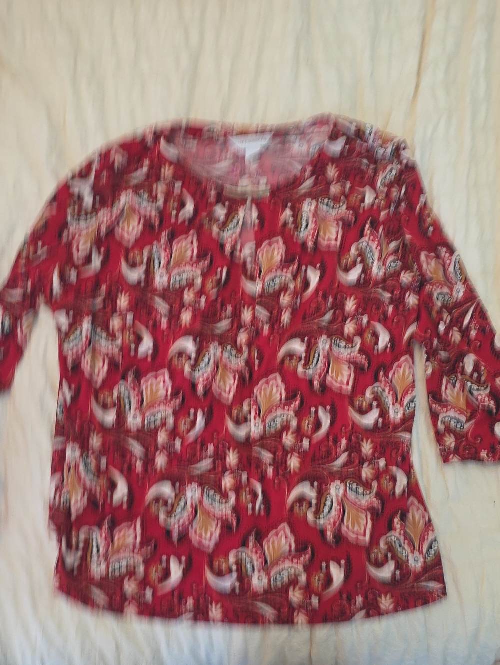 Liz Claiborne Women’s Red Paisley Print Scoop Neck Top